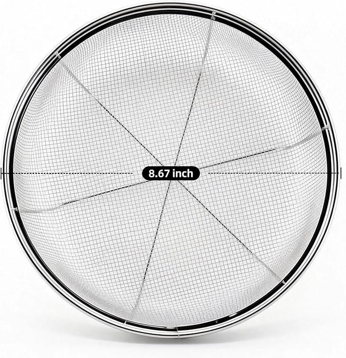 Fine Mesh Strainer for Kitchen, Stainless Steel Colander Bowl for Pasta, Rice, Fruit, Metal Net Baskets with Resting Base - Strain, Drain, Rinse (Diameter 8.67 inch)