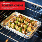 Stock Your Home Disposable Aluminum Foil Broiler Pan for Oven (25 Pack) Sheet Pans for Grilling, Roasting Rack, Trays with Ribbed Surface for BBQ Grill-Like Texture
