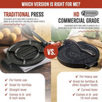 Victoria 8-Inch Cast Iron Tortilla Press HD Spherrous, Commercial-Grade Cast Iron Tortilla Maker, Roti Press, Pataconera Seasoned with Flaxseed Oil, Made in Colombia, Black