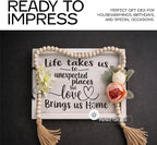 Besti Rustic Vintage Food Serving Trays (Set of 2) | Nesting Wooden Board with Handles | Stylish Farmhouse Decor Serving Platters | Large: 15 x2 x11” - Small: 13 x2 x9” inches (Rustic Off White)