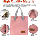 Mziart Minimalist Lunch Bag, Reusable Insulated Lunch Box for Women Men Leakproof Simple Bento Tote Adults Cooler Bag for Work Office Picnic or Travel (Pink)
