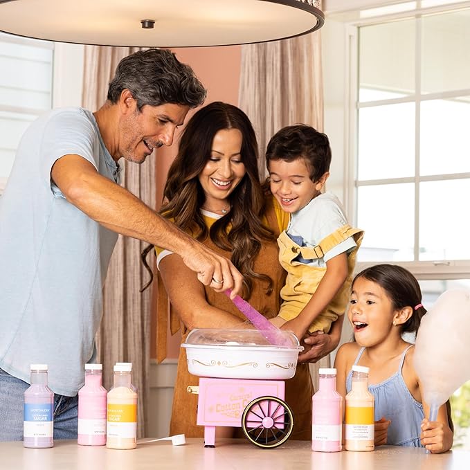 Nostalgia Vintage Cotton Candy Machine - Countertop Cotton Candy Maker With 2 Reusable Cones & 1 Sugar Scoop - Use Hard Candy or Sugar to Create Fluffy, Delicious Treats in Minutes-Pink