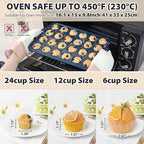 2 Pack Mini Silicone Muffin Pan with Metal Frame, Non Stick Silicone Cupcake Pan with Handles 24 Cup, BPA Free Silicon Muffin Tin Tray Small for baking, egg bites, Cupcake Mold Grey