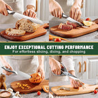 Knife Set, EWFEN 14-Piece Kitchen Knife Set with Block, German Stainless Steel Knives with Built-in Knife Sharpener, Anti-Slip Sharp Knives Set for Kitchen, Dishwasher Safe, Curved Handle