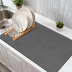 Findosom Dish Drying Mat, 12"x 20" Super Absorbent & Hide Stain Coffee Mat, Cuttable Drying Mat for Kitchen Counter, Coffee Bar Accessories, Under Dish Rack, Coffee Maker, Espresso Machine, DarkGrey-2