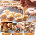 TeamFar Stainless Steel Baking Sheet with Rack Set, 16/12.5/10.5 Inch Cookie Sheets Baking Pans and Cooling Racks for Cooking Serving, Non-Toxic & Heavy Duty, Dishwasher Safe, 6 PCS (3 Pans + 3 Racks)