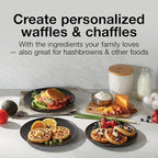 Proctor Silex Double Mini Waffle Maker Machine with 4” Round Non-stick Grids, Makes 2 Personalized Individual Breakfast Keto Chaffles and Hashbrowns, Compact, Black (26102)