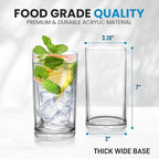 Zulay Kitchen Plastic Drinking Glasses (Set of 6) – 24oz Acrylic Shatterproof Water Cups for Home, Kitchen & Outdoors – Crystal Clear Glass Look – BPA & Lead-Free – Top-Rack Dishwasher Safe
