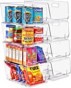 Sorbus Stackable Storage Bins Open Front, Clear Stackable Storage Bins, Pantry Bins for Storage and Organization, Acrylic Stackable Bins for Kitchen, Clear Pantry Organizer Bins (Medium 8 Pack)