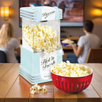 Nostalgia Retro Hot Air Popcorn Maker – 12 Cups Oil Free Popping – Countertop Machine with Measuring Cup – Healthy Snacks & Movie Nights – Aqua