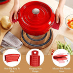 2 PCS Magnetic Wooden Trivets for Hot Pots and Pans with 4 Silicone Pot Handle Covers, Heat Resistant Acacia Wood Trivet for Dutch Ovens Hot Pots&Pans Cast Iron Skillet, for Mom Grandma