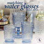 Yungala Blue-Wine-Glasses-Sunflower-Set-6 Blue Wine Glasses Set of 6 Vintage Hobnail Goblets 10 oz Dishwasher Safe
