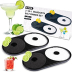 Margarita Salt Rimmer Set, 2 Pack Bar Salt and Sugar Rimmer with Sponge, 2-in-1 Bar Glass Cocktail Rim Set, Dishwasher Safe Black Barware Tools for Margarita Mojitos (Black)