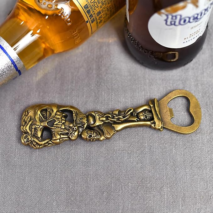 Beer Bottle Opener Skull with Spider，Cool Bottle Opener for Bar Tool, Soda and Beer Cap Remover, Cool & Fun Gadget