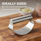 Zulay Kitchen Stainless Steel Garlic Press Rocker Set - Time Saving, Durable Strong Garlic Mincer Tool - Easy to Use & Clean Garlic Crusher Set with Peeler and Scraper Kitchen Gadget Smasher