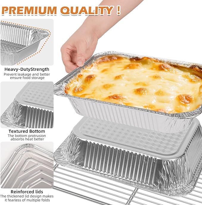 Findful Aluminum Pans 9x13 (30 Pack) – Foil Pans, Aluminum Trays for Cooking, Baking, Storing & Prepping Food – Tin Foil Pan, Disposable Baking Pan – Heavy-Duty, Leak-Proof & Oven-Safe