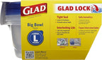 Glad GladWare Big Bowl Food Storage Containers with Lids, Large Round No BPA Plastic Containers for Soups, Salads, and Meal Prep, Lock Tight Seal, Microwave Dishwasher Safe, 48 Oz, 3 Count - 6 Pack