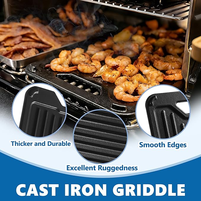 BAC609 Reversible Griddle for Traeger PRO 575 TFB57GLE PRO 780 TFB88PZD Century 22 Century Eastwood 22 Eastwood 34 Grill Accessories Traeger Ironwood XL, Exas Elite 34, Pro 20 Accessories 18.2" x 11"