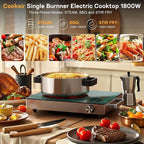 Single Burner Electric Cooktop - 110V 1800W Portable One Burner Hot Plate, Countertop Electric Stove top for Home, Camping, RV, Timer, Child Lock, Steam, BBQ, Stir Fry, 120V Plug in (Green)