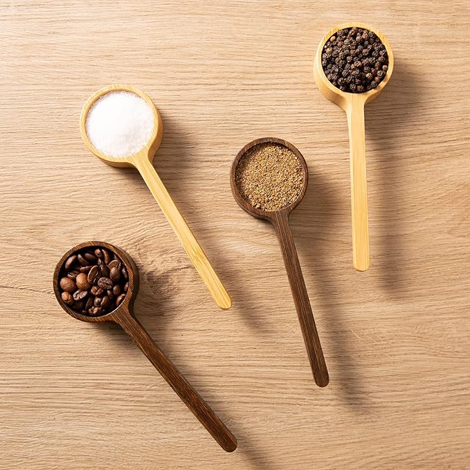 Bamboo Coffee Scoop Long Handle Measuring Scoop for Glass Food Jars