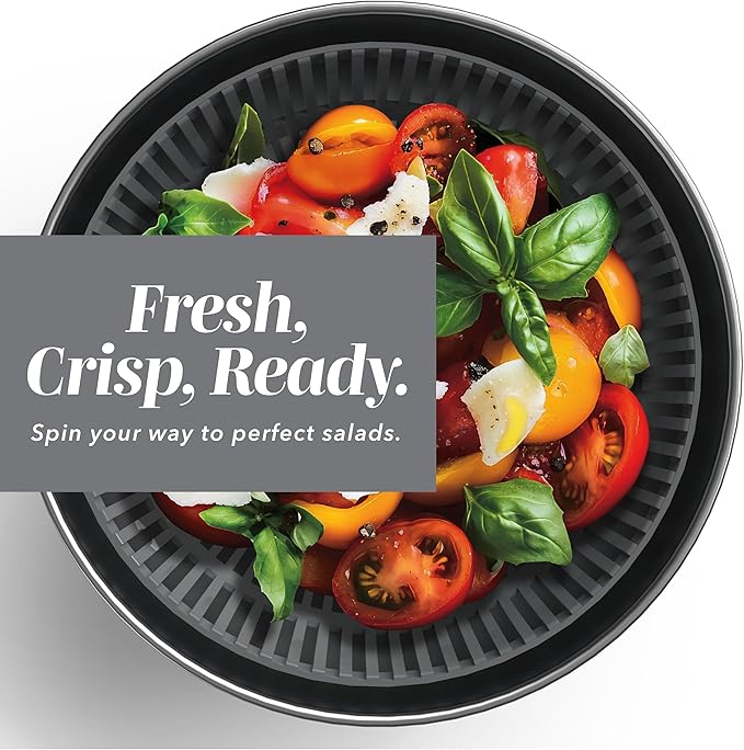 COOK WITH COLOR Stainless Steel Salad Spinner - 5 Qt. Lettuce Washer And Vegetable Spinner Dryer for Easy Salad Prep - Non Slip Base with Pull Handle - Auto Stop Brake System, Stain and Odor Resistant