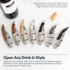 Hicoup Wine Opener - Professional Corkscrews for Wine Bottles w/Foil Cutter and Cap Remover - Manual Wine Key for Servers, Waiters, Bartenders and Home Use - Stainless Steel With Jade Resin Inlay
