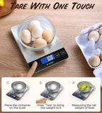 33lb Food Scale, NASA-Grade Digital Kitchen Scale, Precisely Measures Grams and Ounces for Baking and Cooking, Waterproof Tempered Glass & Stainless Steel Platform