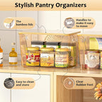 Delamu 2 Set Pantry Organizers and Storage,Trash Bag Dispenser with Bamboo Top,Stackable Trash Bag Dispenser Under Sink Organizer for 4-30 GalBags,Onion,Potato,Fruits,Amber(11-7/32"L*7" W*7-1/8"H)