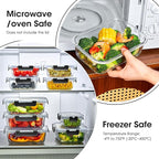 Liuruiyu 10 Pack Glass Food Storage Containers with Lids, Meal Prep Containers, Airtight Bento Boxes with Leak Proof Locking for Microwave, Oven, Freezer and Dishwasher, BPA Free
