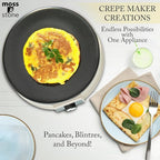 Moss & Stone 12” Electric Griddle Pan & Crepe Machine, Non-Stick Electric Crepe Maker with Adjustable Temperature, Includes Spreader & Spatula – Ideal for Pancakes, Blintzes & Tortillas