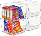 Sorbus Stackable Storage Bins Open Front, Clear Stackable Storage Bins, Pantry Bins for Storage and Organization, Acrylic Stackable Bins for Kitchen, Clear Pantry Organizer Bins (Medium Sqware 4 Pack)