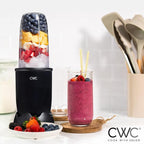 COOK WITH COLOR Personal Power Blender 600W, 24oz Capacity, BPA-Free Jar, Ice-Crushing Blades, Ideal for Smoothies & More, Anti-Slip Feet, Easy to Clean, Black
