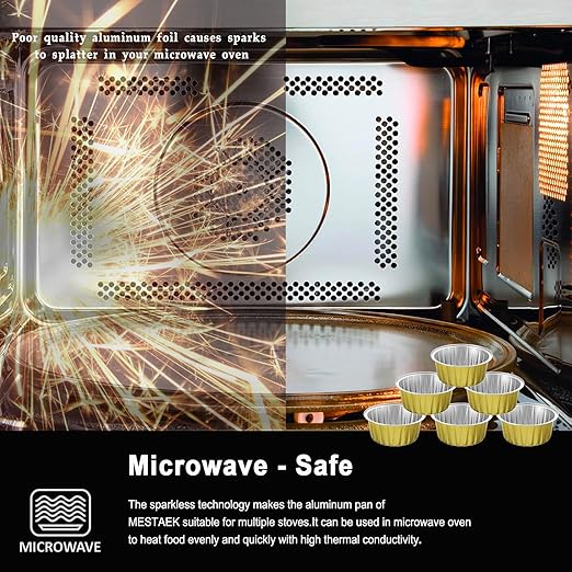 100Pcs 2-Layers Aluminium Foil Cups with Lids, Golden 5oz Disposable Baking Molds, Chocolate Tarts, Muffin Cupcake Cheesecake Liners Pudding Milk Jelly Containers for Christmas Party