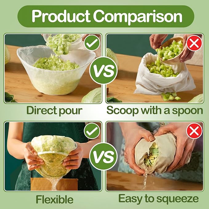 5 Pack Reusable Fine Mesh Cheesecloth Bags for Straining, 14‘’x5‘’ Bowl-Shaped Food Filter Bag, Great for Nut Milk, Juice, Soy Milk, Nylon Juicer Bags(S)