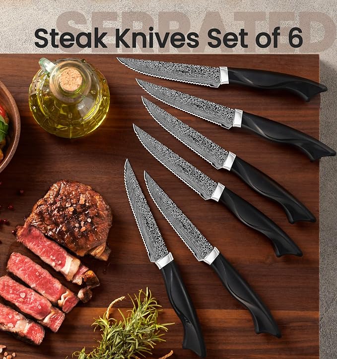 Knife Set, 15 Pieces Kitchen Knife Set with Built in Sharpener, High Carbon German Stainless Steel Knife Block Set, Dishwasher Safe