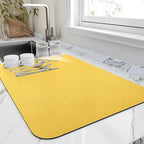 HotLive Dish Drying Mat for Kitchen Counter, Heat Resistant Drainer Mats with Non-slip Rubber Backed, Hide Stain Kitchen Super Absorbent Draining Mat, Easy to Clean Dish Rack Pad, Yellow 18"x28"
