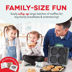 Dash Multi Mini Waffle Maker- Quad Waffle Maker for Family Breakfasts - Dual Nonstick Heating Plates & Easy-Release Surface - Compact & Fast-Heating - Aqua