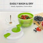 Large 5 Qt Salad Spinner - Lettuce Spinner, Fruit Washer & Vegetable Dryer with Colander & Drain Bowl, Wash Quick and Easy Green Salads, BPA Free