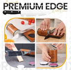 Rolling Knife Sharpener Kit – Magnetic 4-Angle Base, 3.86 Inches Longer Wooden Roller, 4 Grit Discs (1000/400 Diamond & 3000 Maroon / 6000 White Ceramic) and Leather Strop