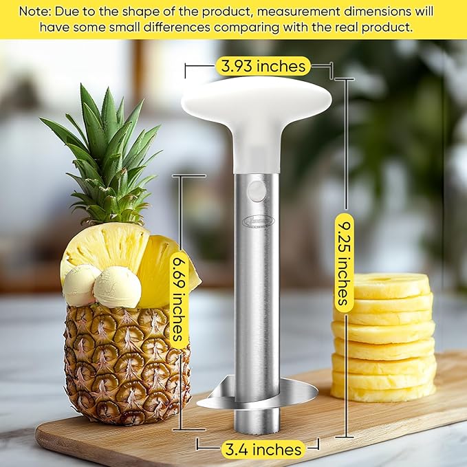 Pineapple Corer, [Upgraded, Reinforced, Thicker Blade] Newness Premium Pineapple Corer Remover, Stainless Steel Pineapple Core Tool for Home & Kitchen with Sharp Blade for Diced Fruit Ring (Clear)