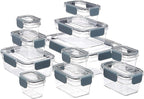 Amazon Basics Tritan Plastic Food Storage Containers with Airtight Locking Lids, 11 Containers, Clear, 22-Piece Set