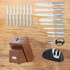Marco Almond MA22 Knife Sets, 19 Pieces Stainless Steel Hollow Handle Kitchen Knives Block Set
