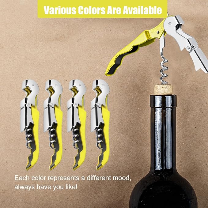 12 Pieces wine key wine opener Professional Waiter Corkscrews Stainless bottle opener Fold Serrated Foil Cutter Key for Family, Company Party,Bars,Restaurants(yellow)