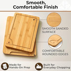Set of 3 Bamboo Cutting Boards for Kitchen - Thick & Durable Wood Cutting Boards Set with Deep Juice Grooves & Build-in Handles, Large Surface, Easy to Clean – for Meat, Vegetables and Fruits