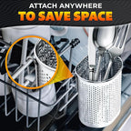 Chopstick Dishwasher Basket 3.5x2.7x3.9" – Stainless Steel Chopstick Holder for Dishwasher with Hooks, Oval Design Rust-Resistant Perforated Utensil Caddy for Straws, Teaspoons & Small Kitchen Tools