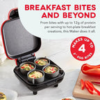 Dash Deluxe Egg Bite Maker - Electric Egg Bite Maker for Healthy Protein Snacks - Quick Cleanup, Space-Saving Design & Non-Slip Feet - 4 Servings, Red