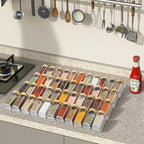 Suneerplay Spice Drawer Organizer 8 Tier, Acrylic Seasoning Organizer Rack, Clear Spice Rack Tray, Kitchen Seasoning Jars Drawers Insert (Jars Not Included/Expandable From 9" to 18")