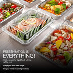 Stock Your Home 2 lb Small Aluminum Pans with Lids (50 Pack), Foil Pans with Clear Plastic Lids, Disposable Cookware & Takeout Trays for Restaurants & Catering