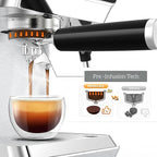 MAttinata Espresso Machine 20 Bar, Espresso Coffee Maker with Professional Milk Frother Steam Wand for Cappuccino & Latte, 60oz Removable Water Tank for Home，Stainless Steel