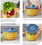 Large Salad Spinner,3-in-1 Vegetable Wash Bowl, Salad Bowl & Lettuce Spinner, Fruit Cleaner,4.22Qt Lettuce & Fruit Washer, Quick Drainage Electric Mixer